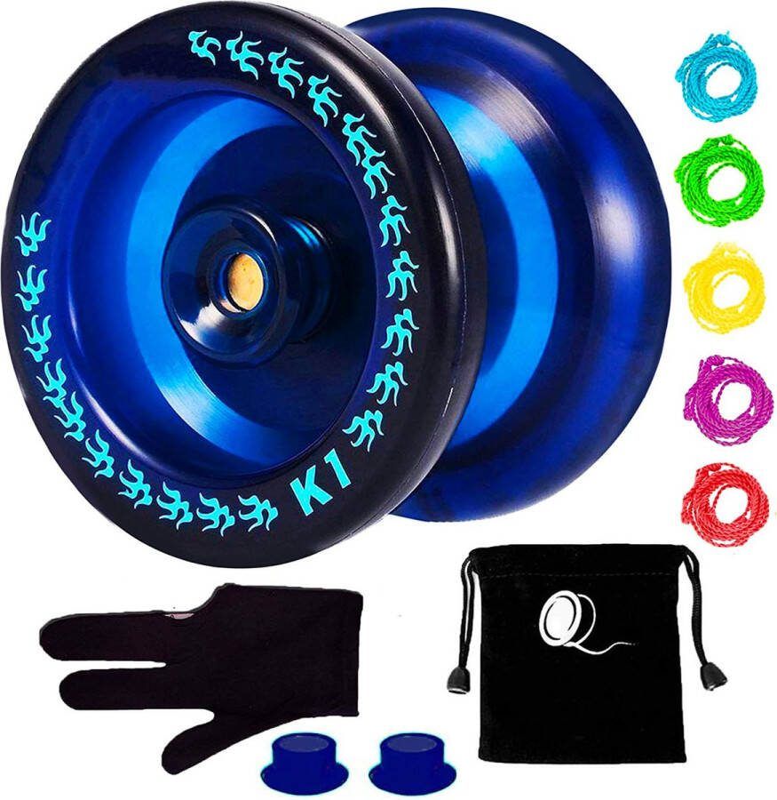 MagicYoyo Jojo Set –Kunststof Yoyo – Inclusief Zakje Draad Jojo Handschoen Blauw