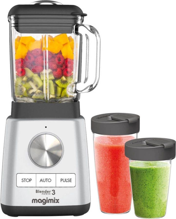 Magimix Blender Power 3 Smoothie Maker 1 2 Liter Ice Crusher Mat Chroom + To go cups