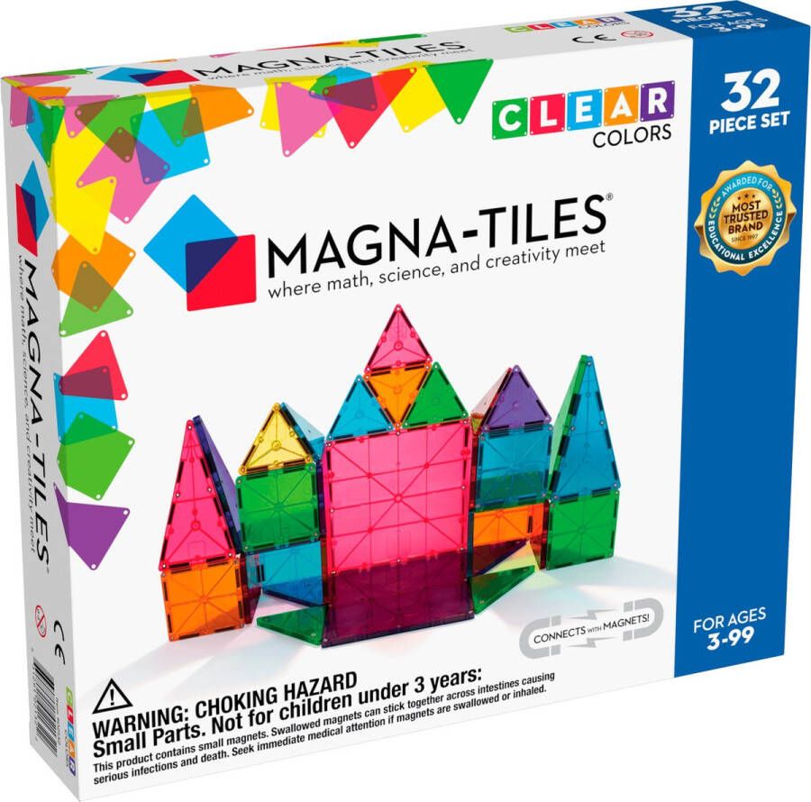 Magna-Tiles 32 stuks Clear Colors Constructiespeelgoed