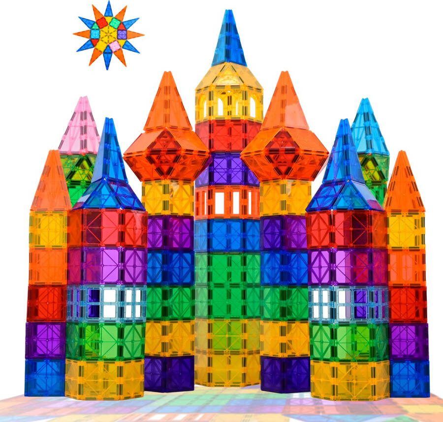 Magnaminds Magna Minds Magnetic Tiles- Magnetisch Speelgoed – 120 stuks Constructie speelgoed Magnetische tegels Montessori speelgoed Magnetic toys Magnetische bouwstenen Speelgoed Kinderen