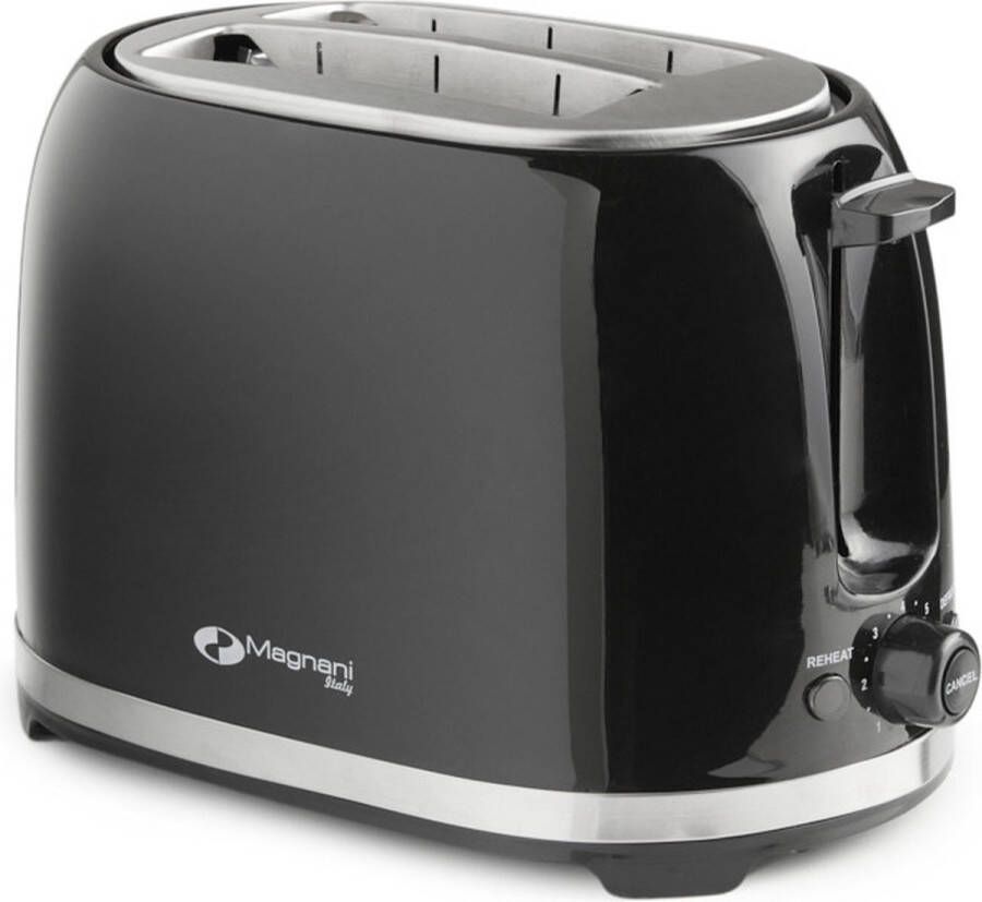 Magnani Broodrooster Toaster Zwart en Rosé Goud 2 Brede Sleuven Met Kruimellade Opwarmfunctie Ontdooifunctie 850 W