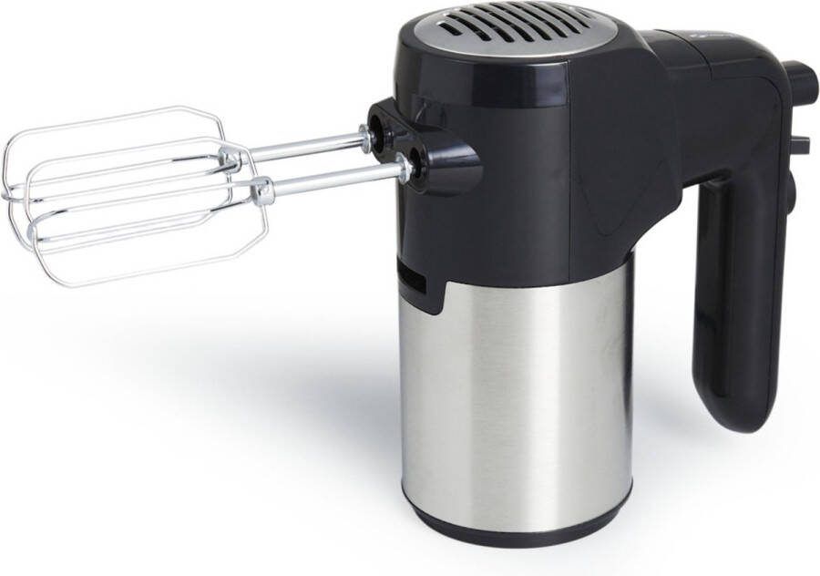 Magnani Elektrische Handmixer Keukenmixer Mixer in Zwart en Zilver RVS 2 Deeghaken 2 Gardes 5 Snelheden Turbo Booster 300 W