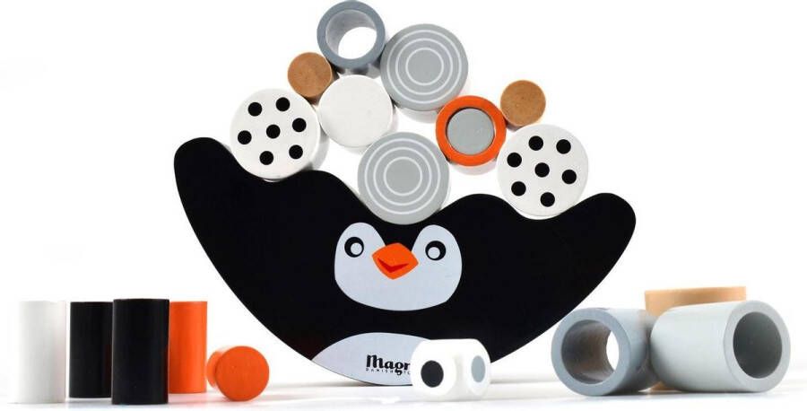 Magni Aps Balanceer spel Pinguïn | | Houten Balanceer Blokken | Montessori Speelstenen | Peuter Speelgoed| Bouwstenen | Educatief Speelgoed | Gezelschapsspel