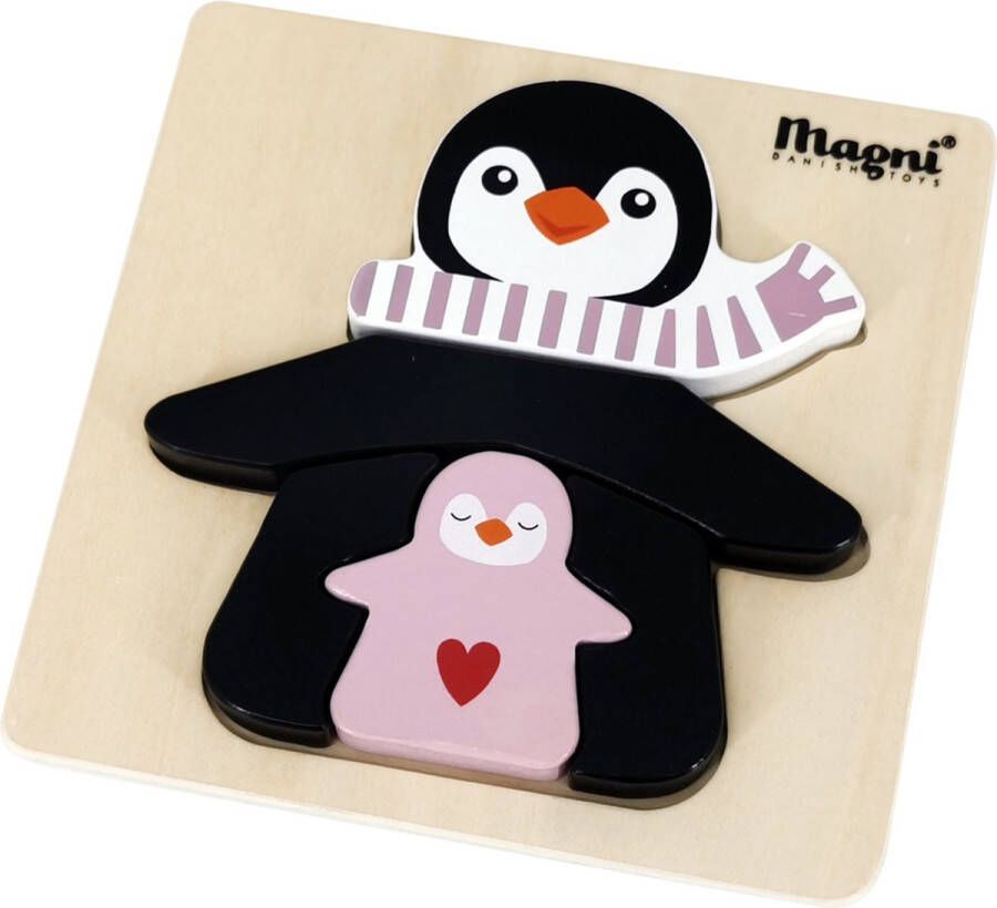 Magni houten puzzel Pinguin Roze