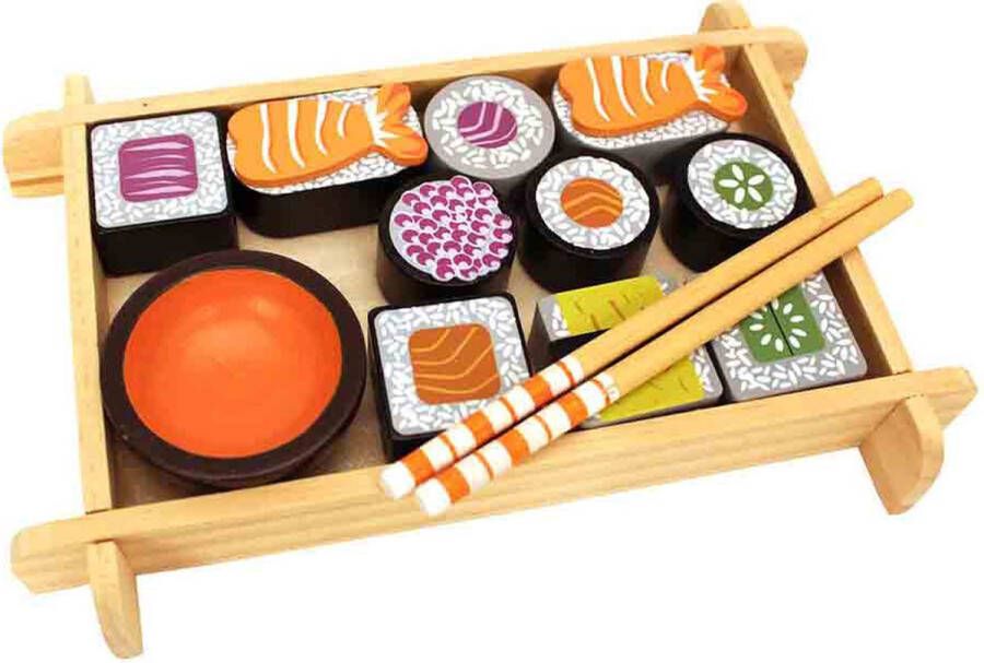 Magni Speelgoed Sushi Set 14 delig Hout kinder sushi