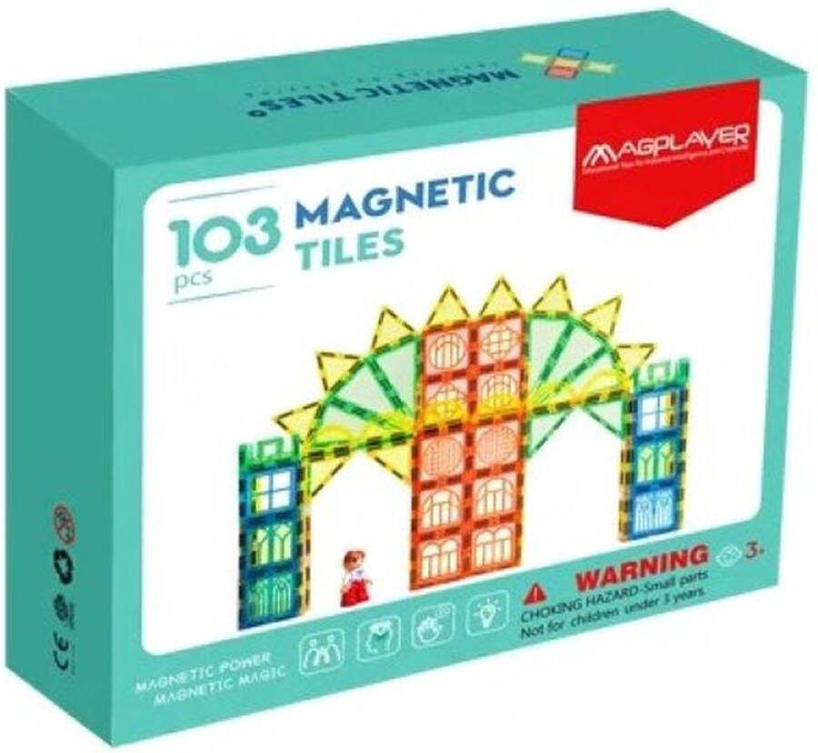 Magplay Educatief speelgoed Magnetisch speelgoed 103 delige set- Bouwen & Constructie Magnetische bouwstenen Constructie speelgoed Kinder speelgoed