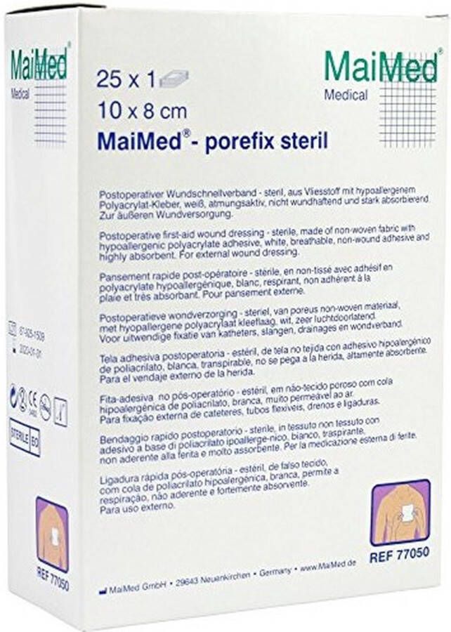 Maimed 50 STUKS 10X8 CM GROOTE PLEISTERS STERIEL POREFIX EILANDPLEISTERS WONDPLEISTERS KLEEFVERBAND 10 CM. X 8 CM. LATEXVRIJ