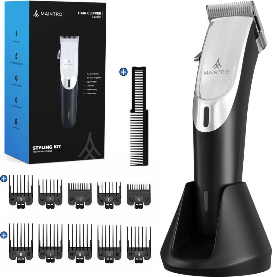 Maintro CL2400 Pro Tondeuse Mannen Tondeuse Hoofdhaar Trimmer Draadloos Fade Blade Complete Set Barbers Choice