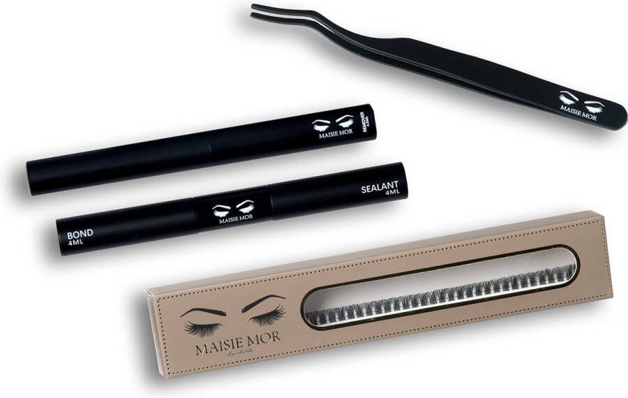 Maisie-Mor Wimpers Starterset Classy 10mm Ribbon lashes Nepwimpers Wimperextensions Cluster Lashes