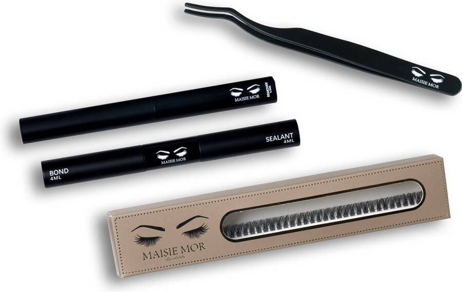 Maisie-Mor Wimpers Starterset Classy 12mm Ribbon lashes Nepwimpers Wimperextensions Cluster Lashes