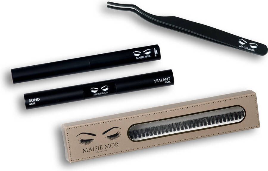 Maisie-Mor Wimpers Starterset Tease 14mm Ribbon lashes Nepwimpers Wimperextensions Cluster Lashes
