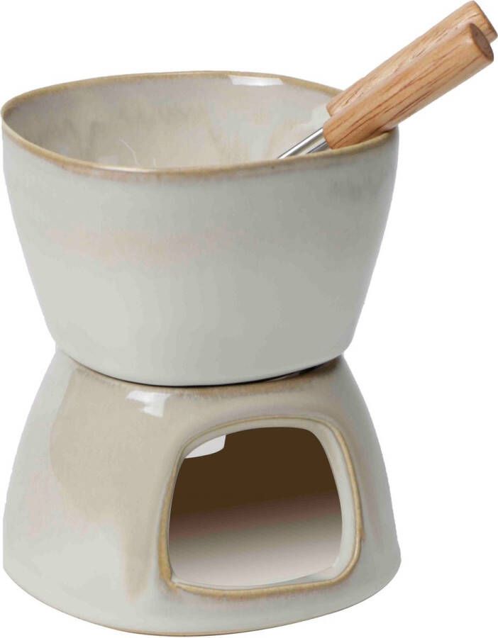 Maison 2x Stuks Fondueset Voor waxinelichtjes Met 2 vorkjes Earth Color