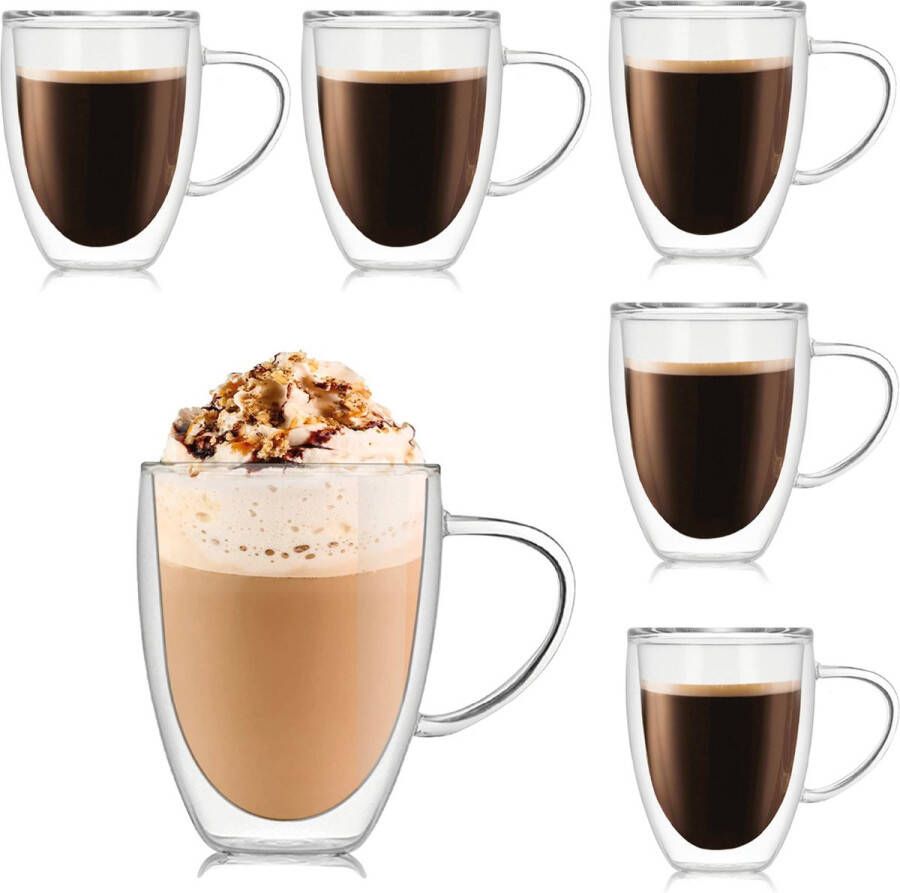 Maison & Kitchen Louvira latte macchiato glazen 350 ml 6 stuks Theeglazen dubbelwandige glazen latte macchiato glazen dubbelwandig latte glazen Koffieglazen Cappuccino glazen