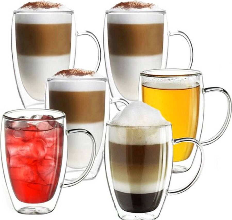 Maison & Kitchen Louvira latte macchiato glazen 450 ml 2 stuks Theeglazen dubbelwandige glazen latte macchiato glazen dubbelwandig latte glazen Koffieglazen Cappuccino glazen