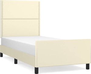 Maison Exclusive Bedframe met hoofdbord kunstleer crèmekleurig 90x200 cm