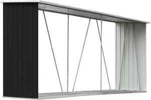 Maison Exclusive Haardhoutschuur 330x84x152 cm gegalvaniseerd staal antraciet