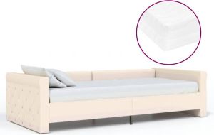 Maison Exclusive Slaapbank met matras en USB stof crèmekleurig 90x200 cm