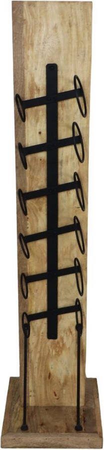 HSM Collection Staand wijnrek 6 flessen 30x30x120 Naturel zwart Metaal