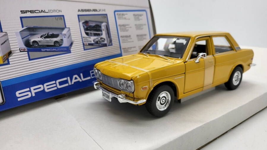 Maisto Datsun 510 1971 geel schaalmodel 1:24