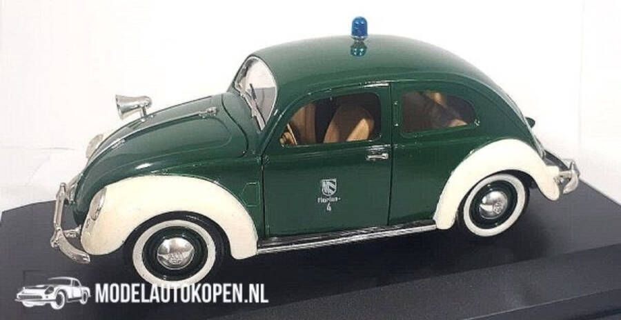Maisto Volkswagen Politie 1951 (Groen wit) (22cm) 1:18 + Luxe Showcase Modelauto Schaalmodel Model auto Miniatuurautos Miniatuur auto