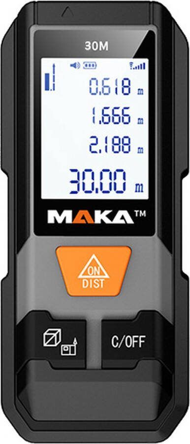 MAKA Digitale Laser Afstandsmeter 30 m Aanpasbare meetreferentie Lasermeter