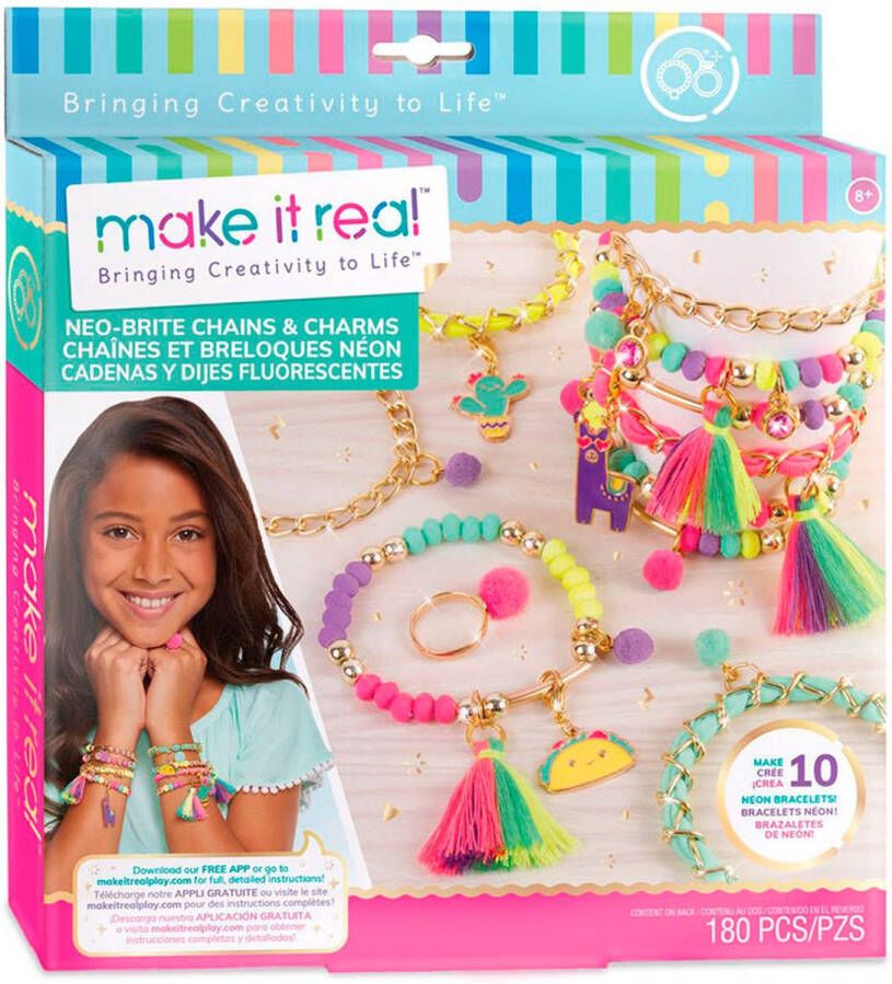 Make it Real armbandjes maken meisjes goud neon 180-delig