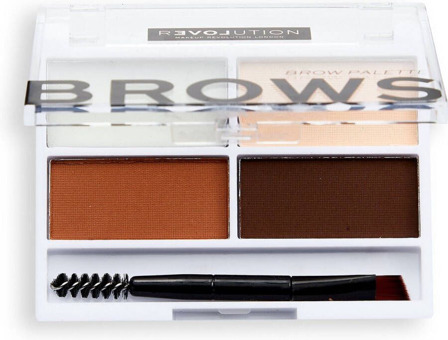 Makeup Revolution Brow Palette Wenkbrauw palette Medium bruin Mini 3.2G