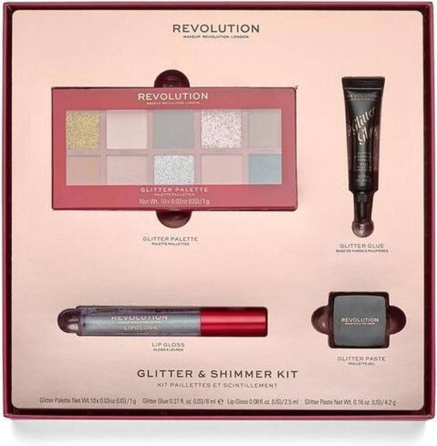Makeup Revolution Glitter & Shimmer Kit Glitter Palette Lipgloss Cadeauset Feest Carnaval