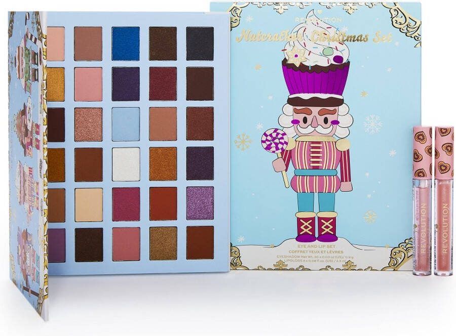 Makeup Revolution I Heart Revolution Kerstmis Notenkraker Make-up Set Pan Notenkraker Oogschaduwpalette 30x0.9g + Notenkraker Lipglosses 2x2.5ml