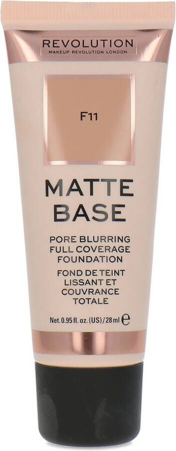 Makeup Revolution Matte Base Pore Blurring Full Coverage Foundation F11