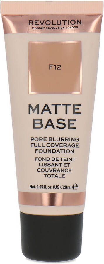 Makeup Revolution Matte Base Pore Blurring Full Coverage Foundation F12