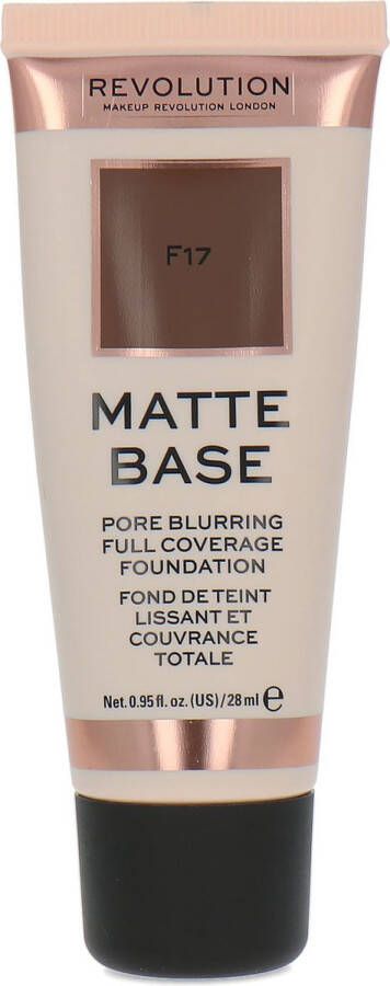 Makeup Revolution Matte Base Pore Blurring Full Coverage Foundation F17