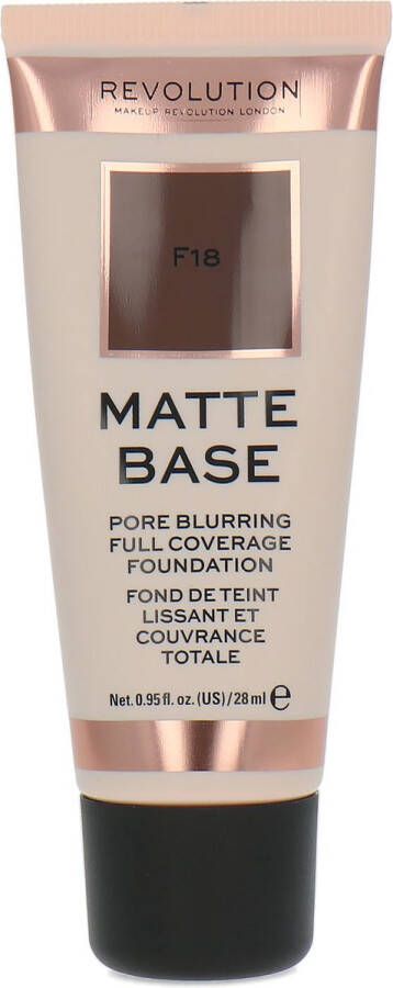Makeup Revolution Matte Base Pore Blurring Full Coverage Foundation F18