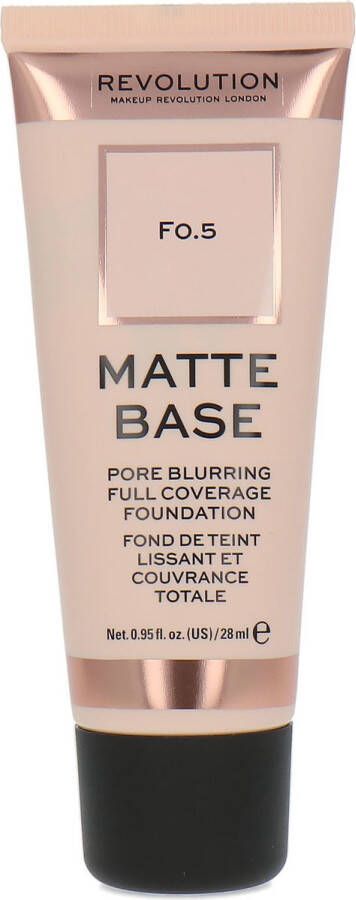 Makeup Revolution Matte Base Pore Blurring Full Coverage Foundation F.5
