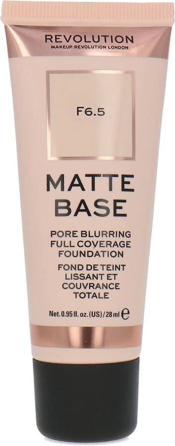 Makeup Revolution Matte Base Pore Blurring Full Coverage Foundation F6.5