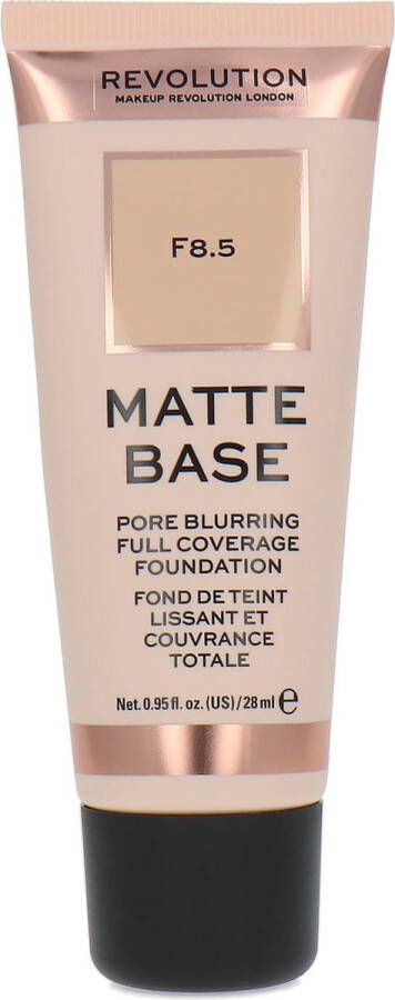 Makeup Revolution Matte Base Pore Blurring Full Coverage Foundation F8.5