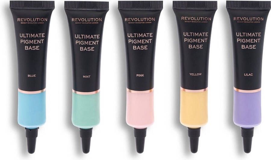 Makeup Revolution Ultimate Pigment Base Set oogschaduwbasis Blauw + Mint + Roze + Geel + Lila 5x15ml