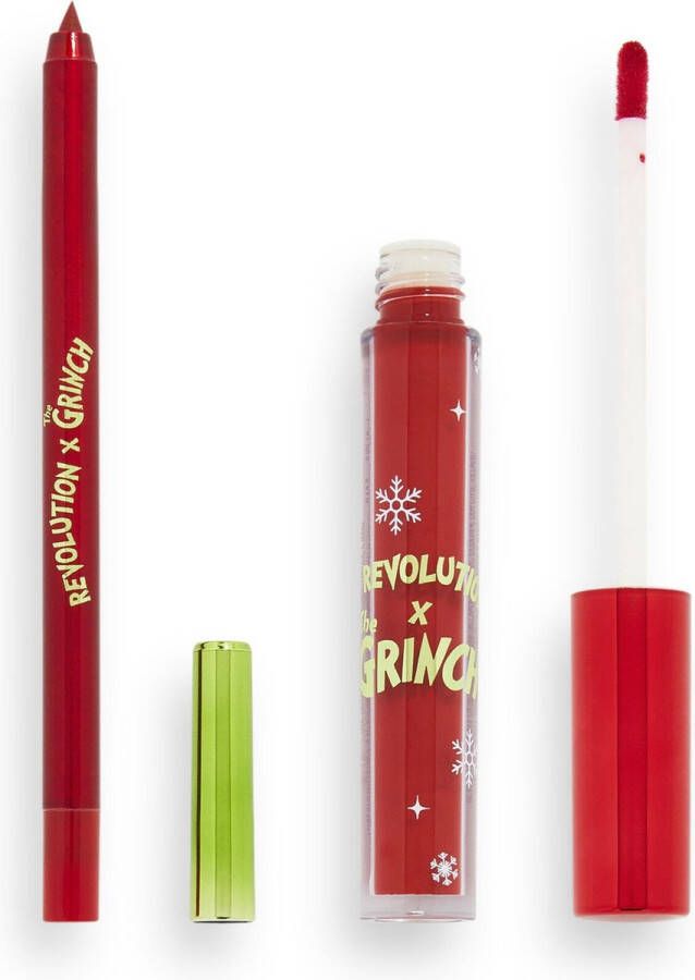 Makeup Revolution x The Grinch Little Max Lip Kit Liquid Lipstick & Lipliner Red Rood Kerst Christmas