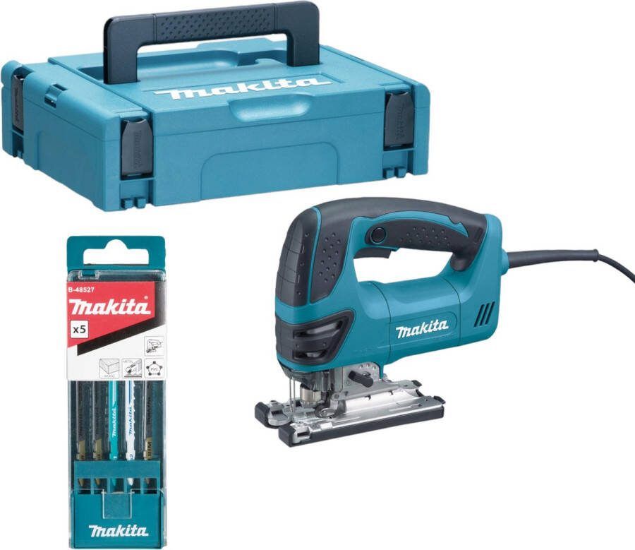 Makita 4350 FCTJ 720 W decoupeerzaag met pendelaandrijving in MAKPAC incl. 6-delige zaagbladset