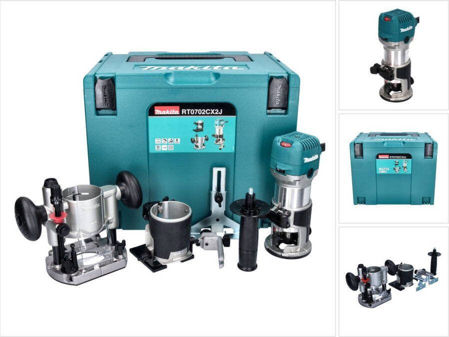Makita Affleureuse Défonceuse Multifonctions 710 W Ø 8 mm RT0702CX2J