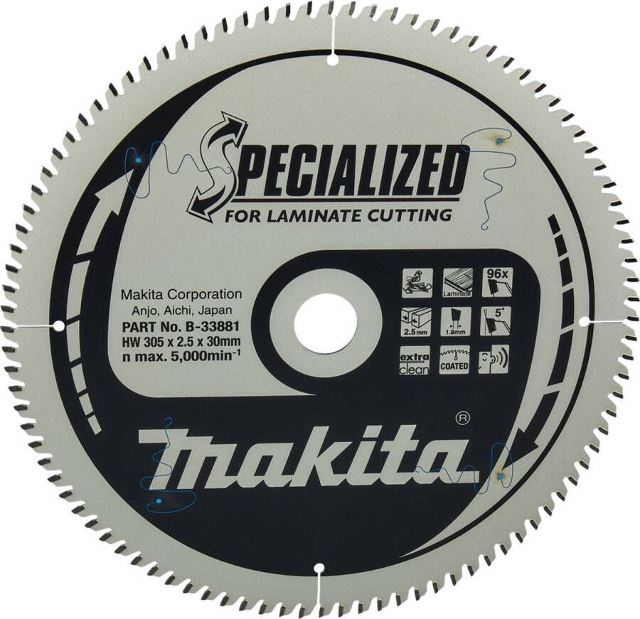 Makita Afkortzaagblad voor Laminaat Specialized: Laminaat Ø 305mm Asgat 30mm 96T B-33881