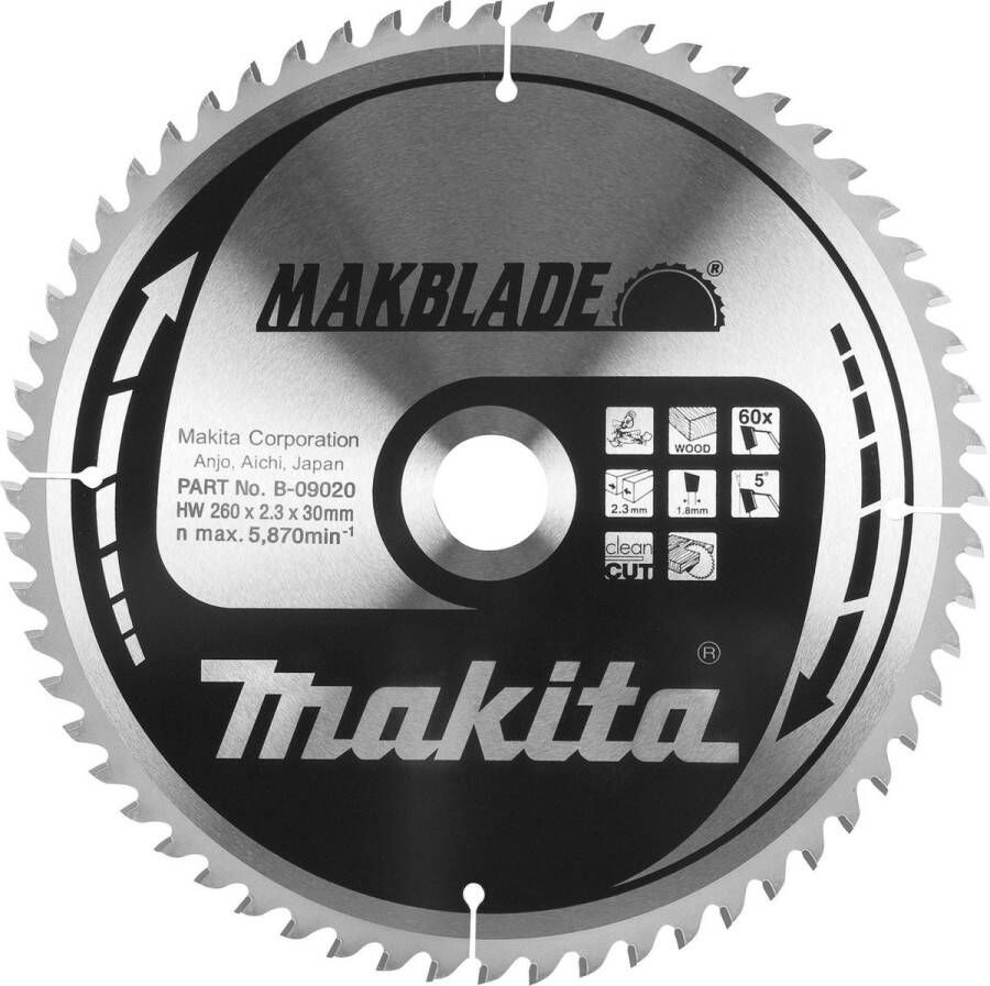 Makita Cirkelzaagblad voor Hout Makblade Ø 216mm Asgat 30mm 100T B-09092