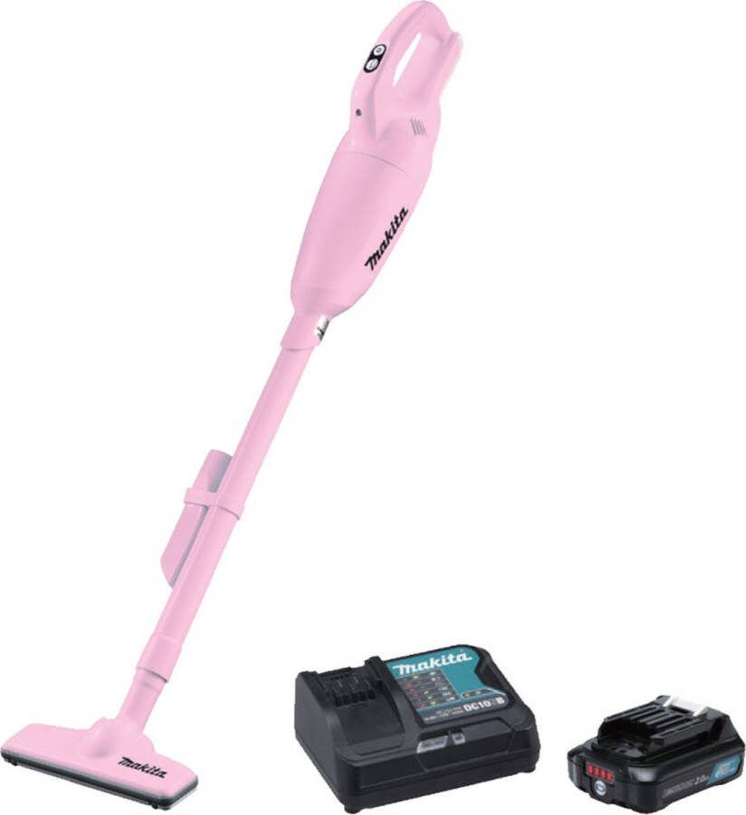 Makita CL108FDSAP 12 V roze steel stofzuiger CXT met accu en lader