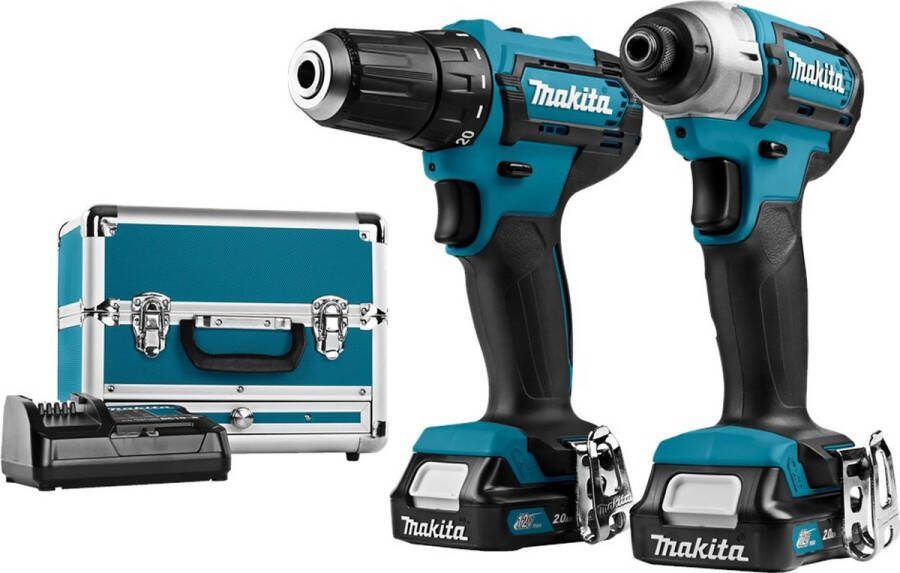 Makita CLX224SAX1 12V Combiset DF333D Schroefboormachine & TD110D Slagschroevendraaier 2 x 2 0 Ah Accu's Inclusief Opbergkoffer