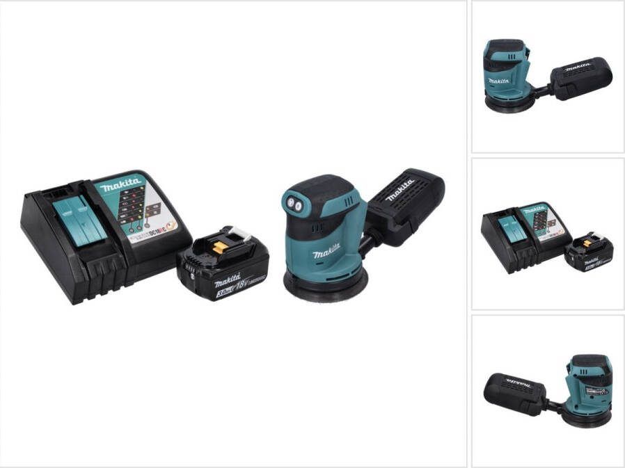 Makita DBO 180 RF1 accu excentrische schuurmachine 18 V 125 mm + 1x accu 3.0 Ah + lader