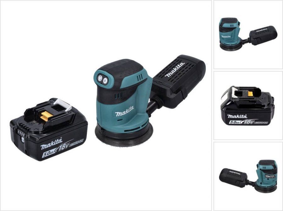 Makita DBO 180 T1 accu excentrische schuurmachine 18 V 125 mm + 1x oplaadbare accu 5.0 Ah zonder oplader