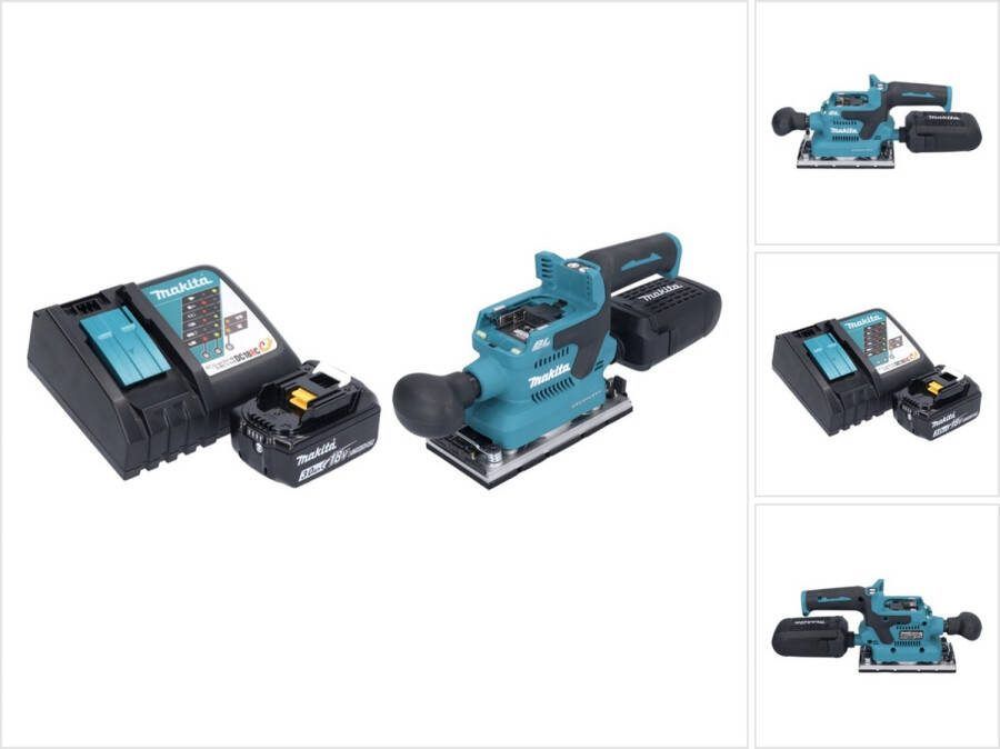 Makita DBO 382 RF1 accu vlakschuurmachine 18 V 93 x 185 mm borstelloos + 1x oplaadbare accu 3.0 Ah + lader