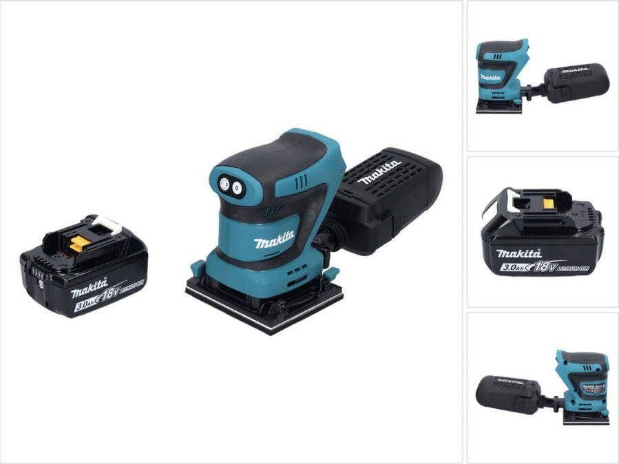 Makita DBO 480 F1 accu vlakschuurmachine 18 V 112 x 102 mm + 1x accu 3.0 Ah zonder lader