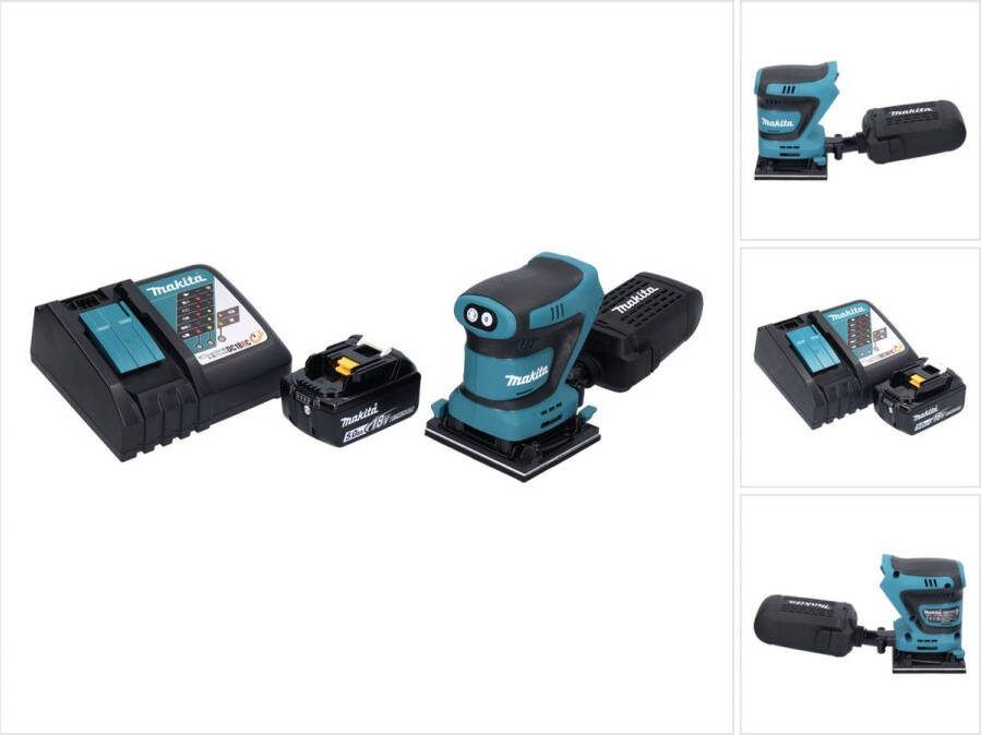Makita DBO 480 RT1 accu vlakschuurmachine 18 V 112 x 102 mm + 1x oplaadbare accu 5.0 Ah + lader