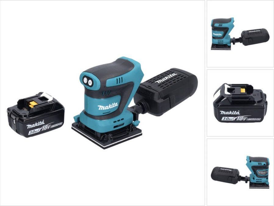 Makita DBO 481 F1 accu vlakschuurmachine 18 V 112 x 102 mm + 1x accu 3.0 Ah zonder lader